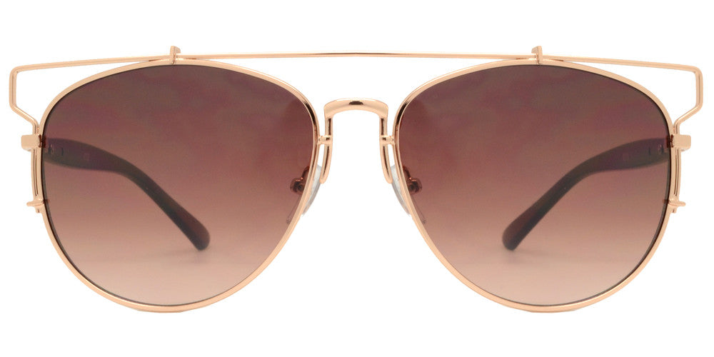 Wholesale - 8728 Metal Crossbar - Metal Crossbar Sunglasses with Round Flat Lens - Dynasol Eyewear