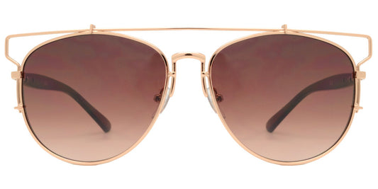 Wholesale - 8728 Metal Crossbar - Metal Crossbar Sunglasses with Round Flat Lens - Dynasol Eyewear
