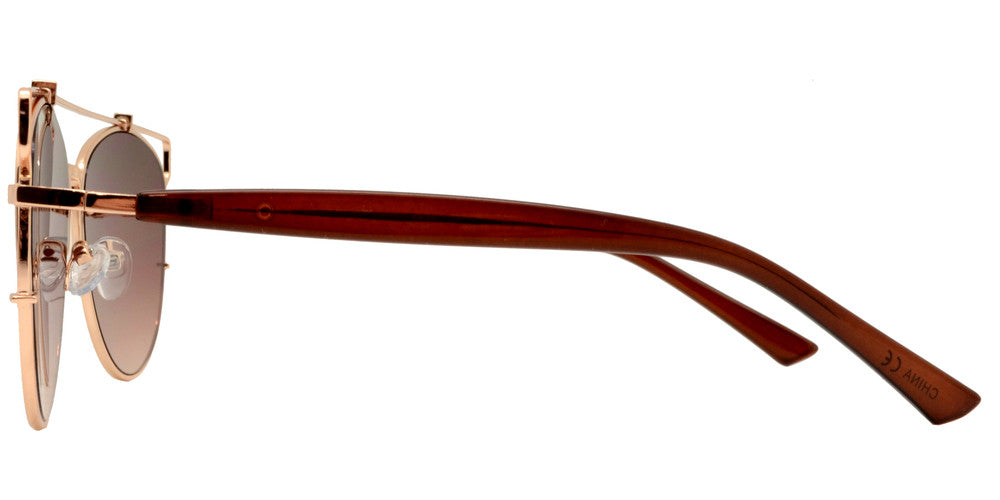 Wholesale - 8728 Metal Crossbar - Metal Crossbar Sunglasses with Round Flat Lens - Dynasol Eyewear