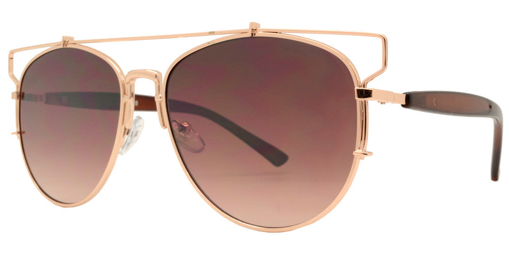 Wholesale - 8728 Metal Crossbar - Metal Crossbar Sunglasses with Round Flat Lens - Dynasol Eyewear