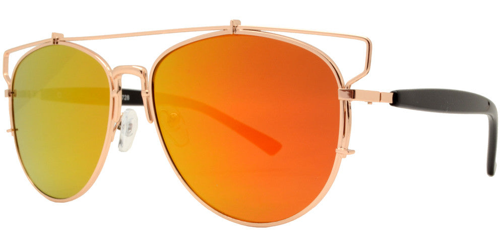 Wholesale - 8728 Metal Crossbar - Metal Crossbar Sunglasses with Round Flat Lens - Dynasol Eyewear