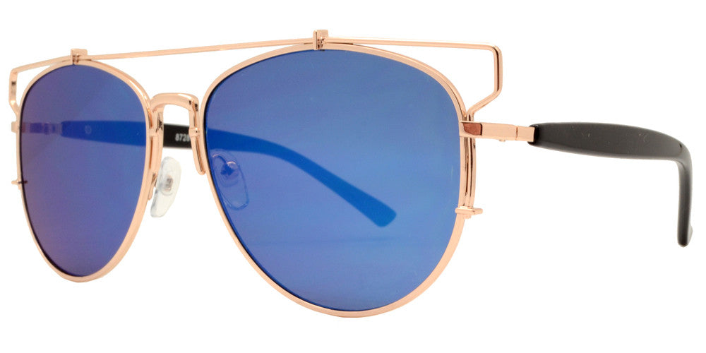 Wholesale - 8728 Metal Crossbar - Metal Crossbar Sunglasses with Round Flat Lens - Dynasol Eyewear