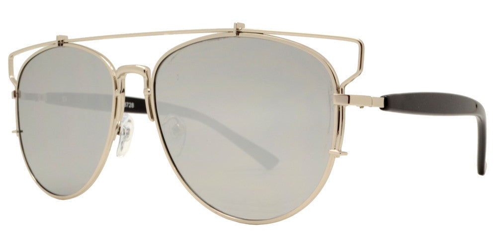 Wholesale - 8728 Metal Crossbar - Metal Crossbar Sunglasses with Round Flat Lens - Dynasol Eyewear