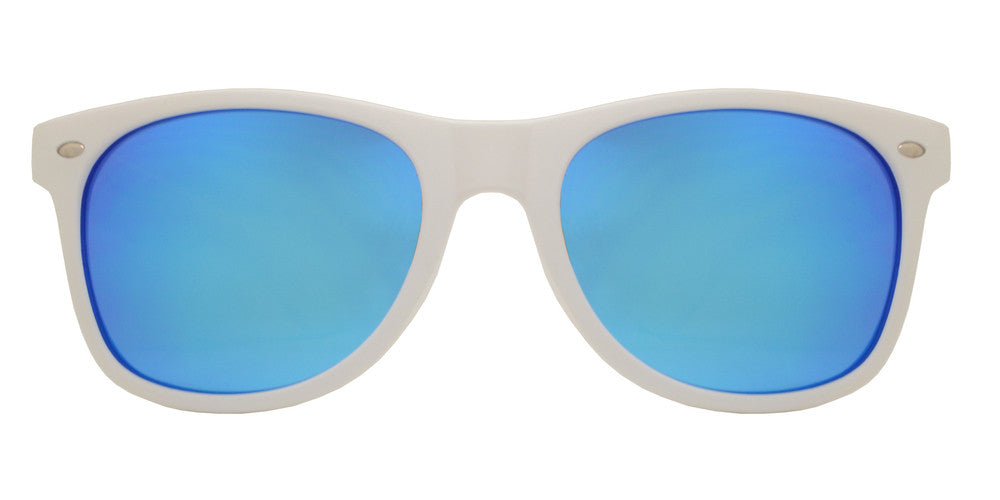 Wholesale - 7110 White Spectrum - Classic Horn Rimmed Color Mirror White Soft Rubber Finish Plastic Sunglasses - Dynasol Eyewear