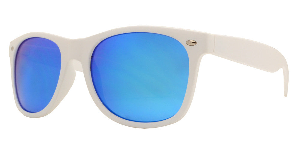 Wholesale - 7110 White Spectrum - Classic Horn Rimmed Color Mirror White Soft Rubber Finish Plastic Sunglasses - Dynasol Eyewear