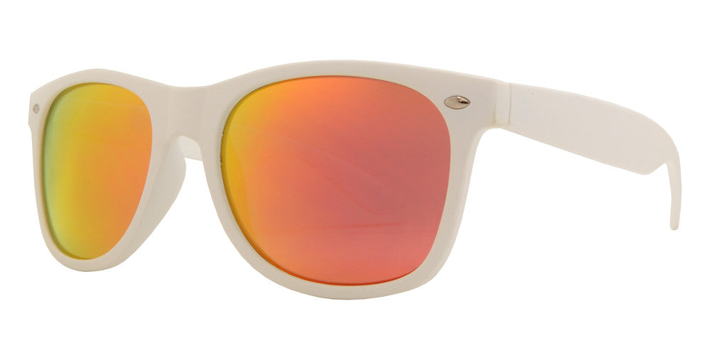 Wholesale - 7110 White Spectrum - Classic Horn Rimmed Color Mirror White Soft Rubber Finish Plastic Sunglasses - Dynasol Eyewear