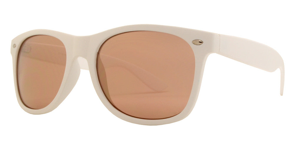 Wholesale - 7110 White Spectrum - Classic Horn Rimmed Color Mirror White Soft Rubber Finish Plastic Sunglasses - Dynasol Eyewear