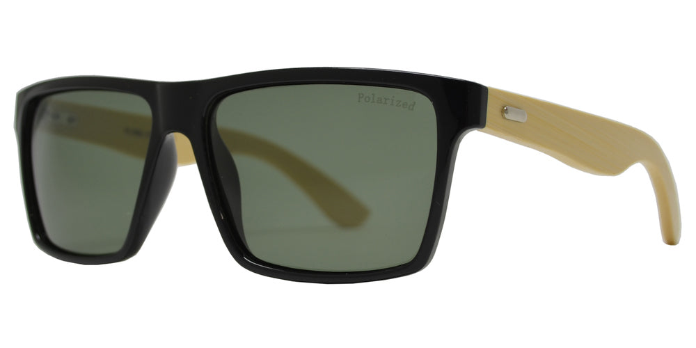 Wholesale - PL 7992 - Bamboo Polarized Rectangular Sunglasses - Dynasol Eyewear