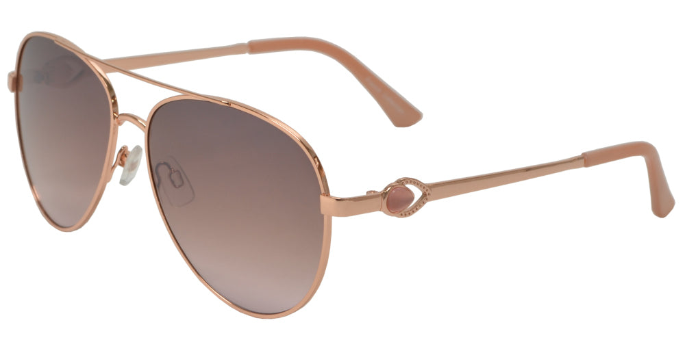 Wholesale - FC 6507 - Oval Shaped Sunglasses with Flat Lens and Tear Drop Pearl - Dynasol Eyewear