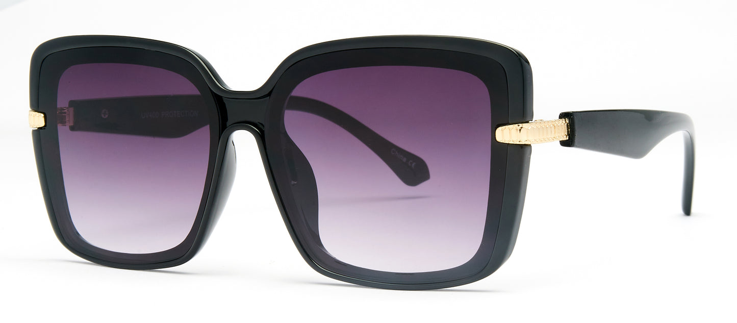 8136 - Plastic Square Sunglasses with Flat Lens
