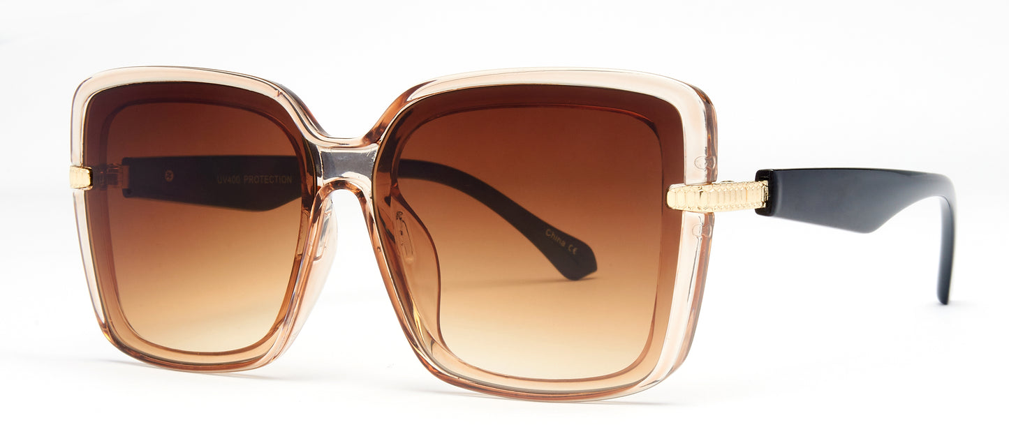 8136 - Plastic Square Sunglasses with Flat Lens