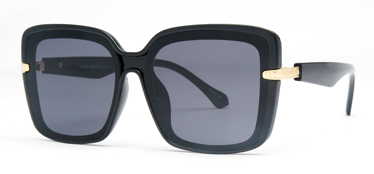 8136 - Plastic Square Sunglasses with Flat Lens