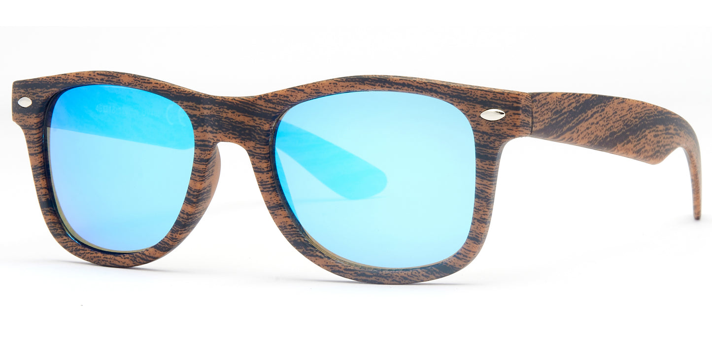 4567-11 - Kids Classic Horn Rimmed Sunglasses with Color Mirrored Lens