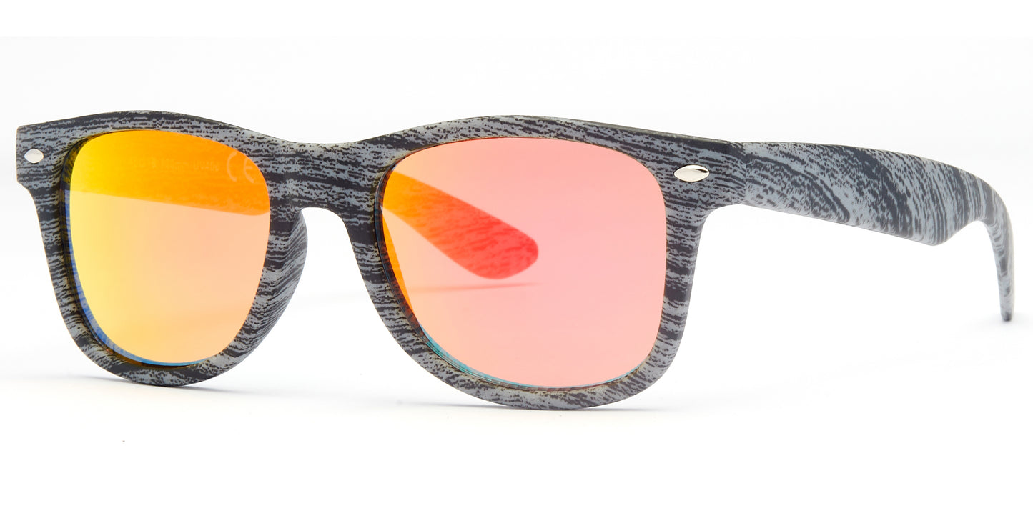 4567-11 - Kids Classic Horn Rimmed Sunglasses with Color Mirrored Lens