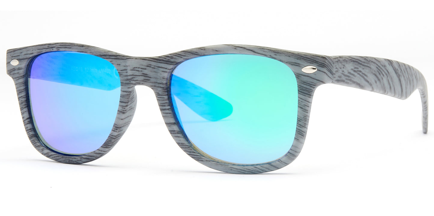 4567-11 - Kids Classic Horn Rimmed Sunglasses with Color Mirrored Lens