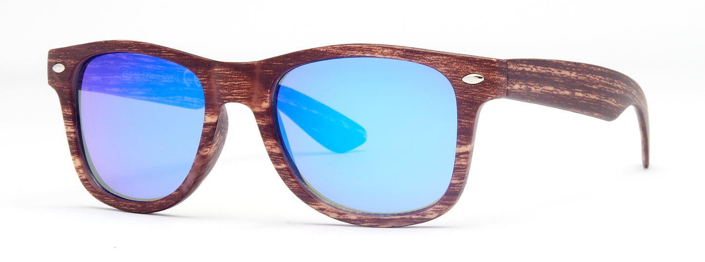 4567-12 - Kids Classic Horn Rimmed Sunglasses with Color Mirrored Lens