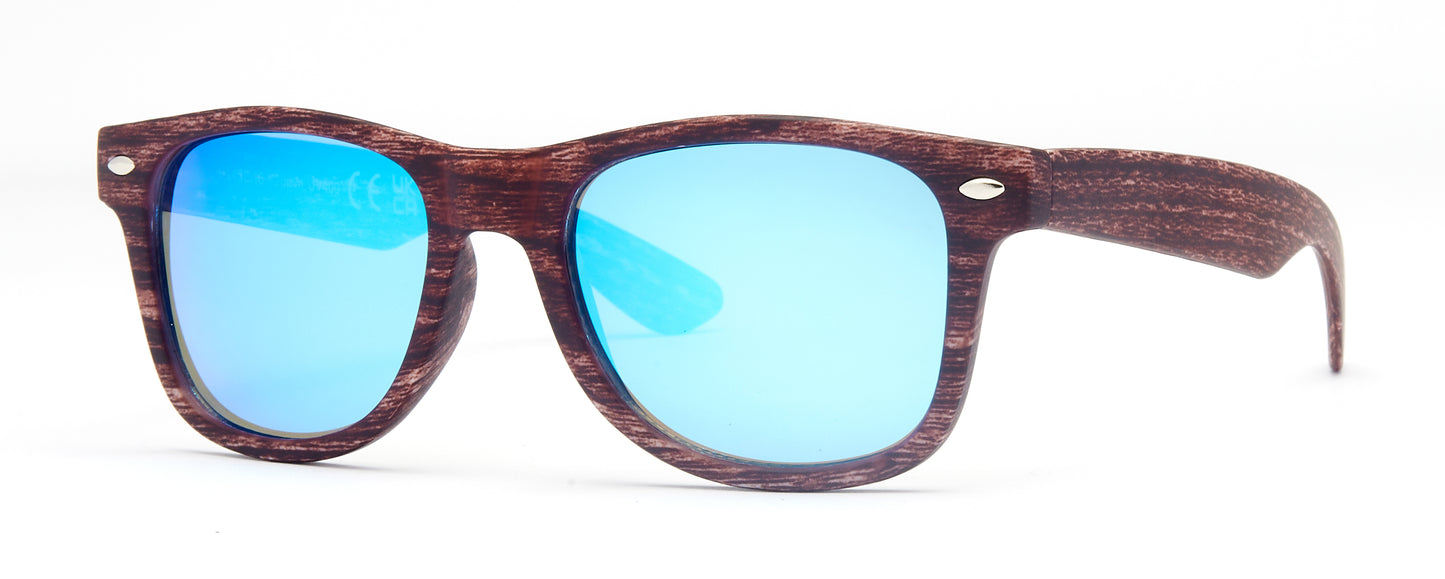 4567-12 - Kids Classic Horn Rimmed Sunglasses with Color Mirrored Lens