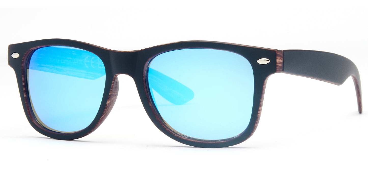 4567-10 - Kids Classic Horn Rimmed Sunglasses with Color Mirrored Lens