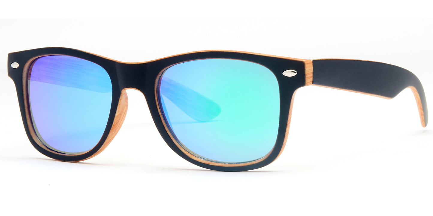 4567-10 - Kids Classic Horn Rimmed Sunglasses with Color Mirrored Lens