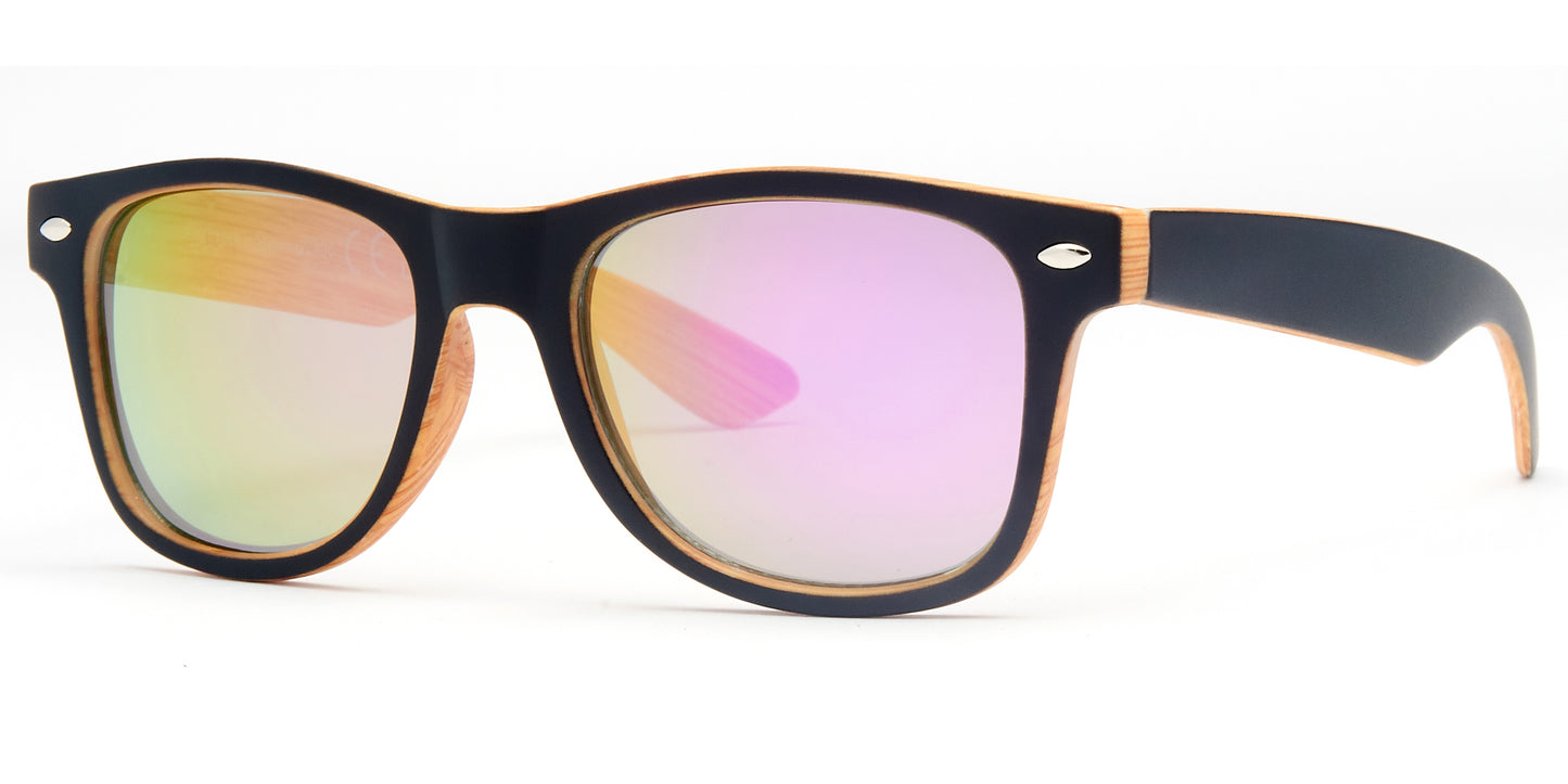 4567-10 - Kids Classic Horn Rimmed Sunglasses with Color Mirrored Lens