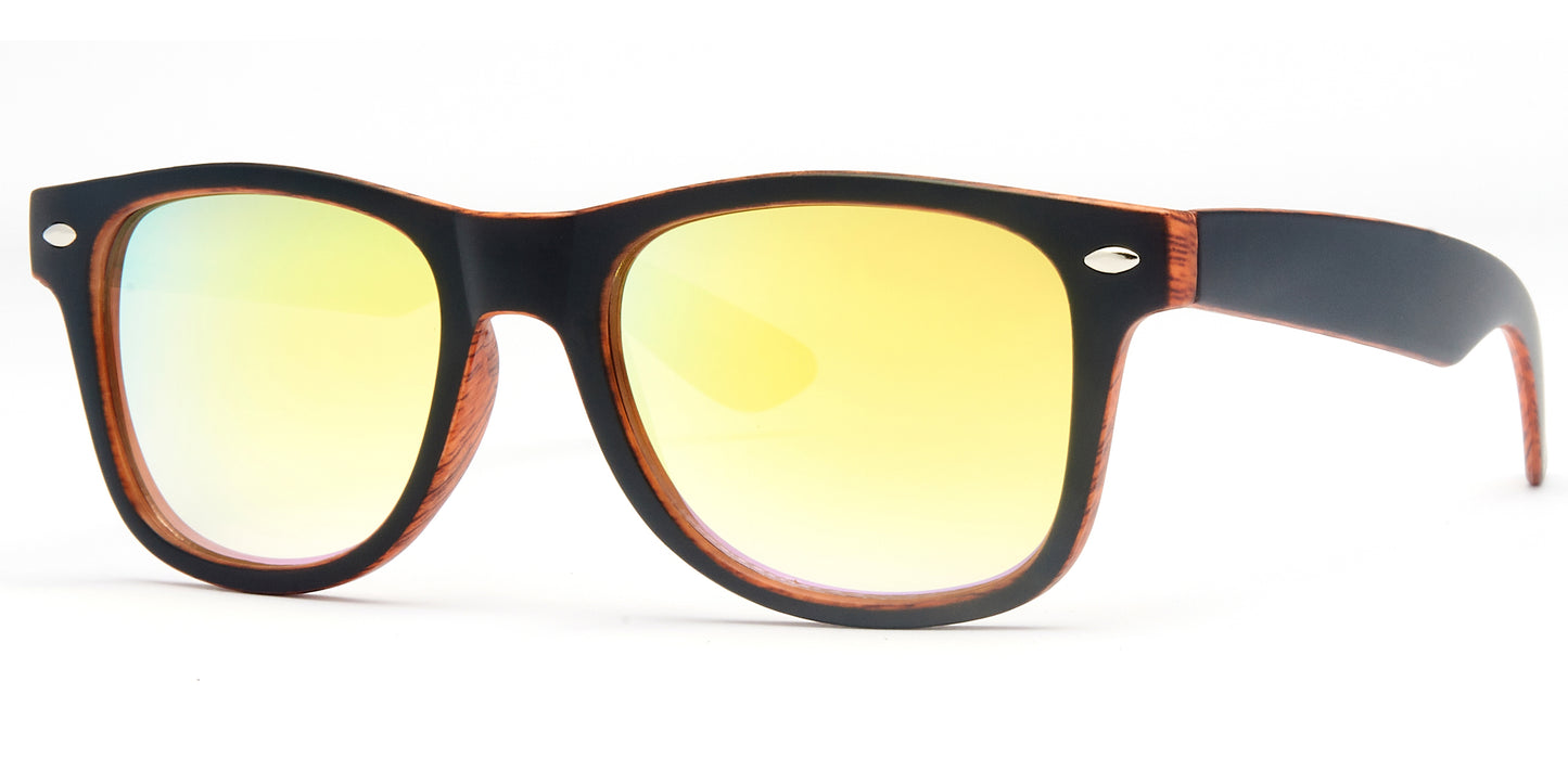 4567-10 - Kids Classic Horn Rimmed Sunglasses with Color Mirrored Lens