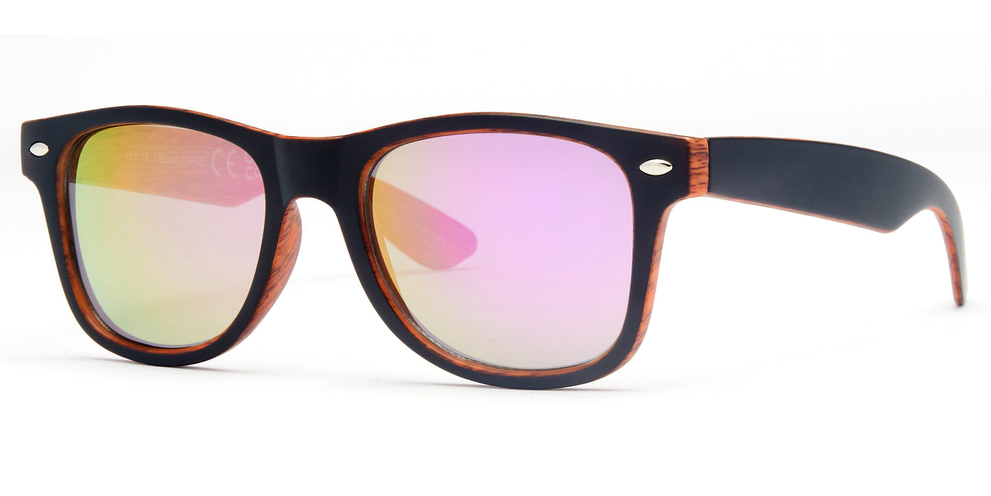 4567-10 - Kids Classic Horn Rimmed Sunglasses with Color Mirrored Lens