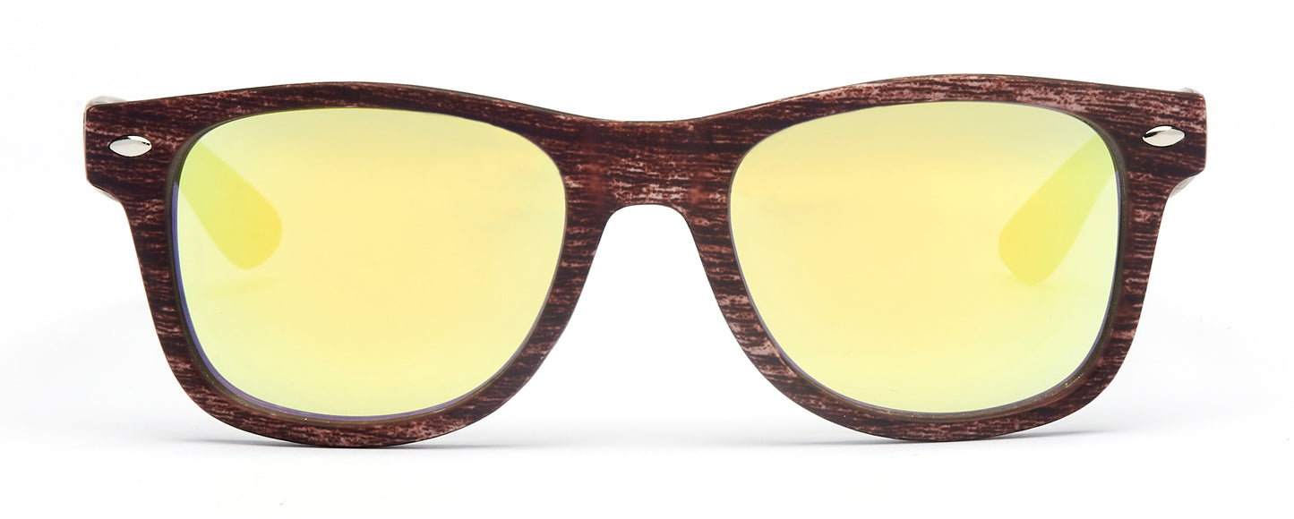 4567-12 - Kids Classic Horn Rimmed Sunglasses with Color Mirrored Lens
