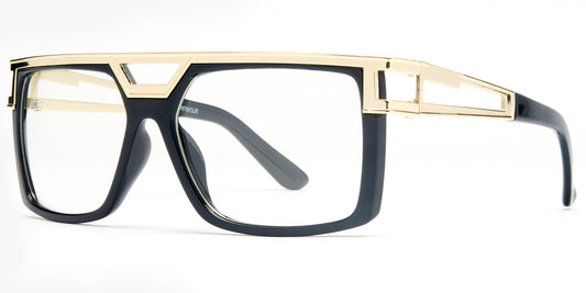 8976 Clear - Plastic Flat Top Sunglasses with Clear Lens