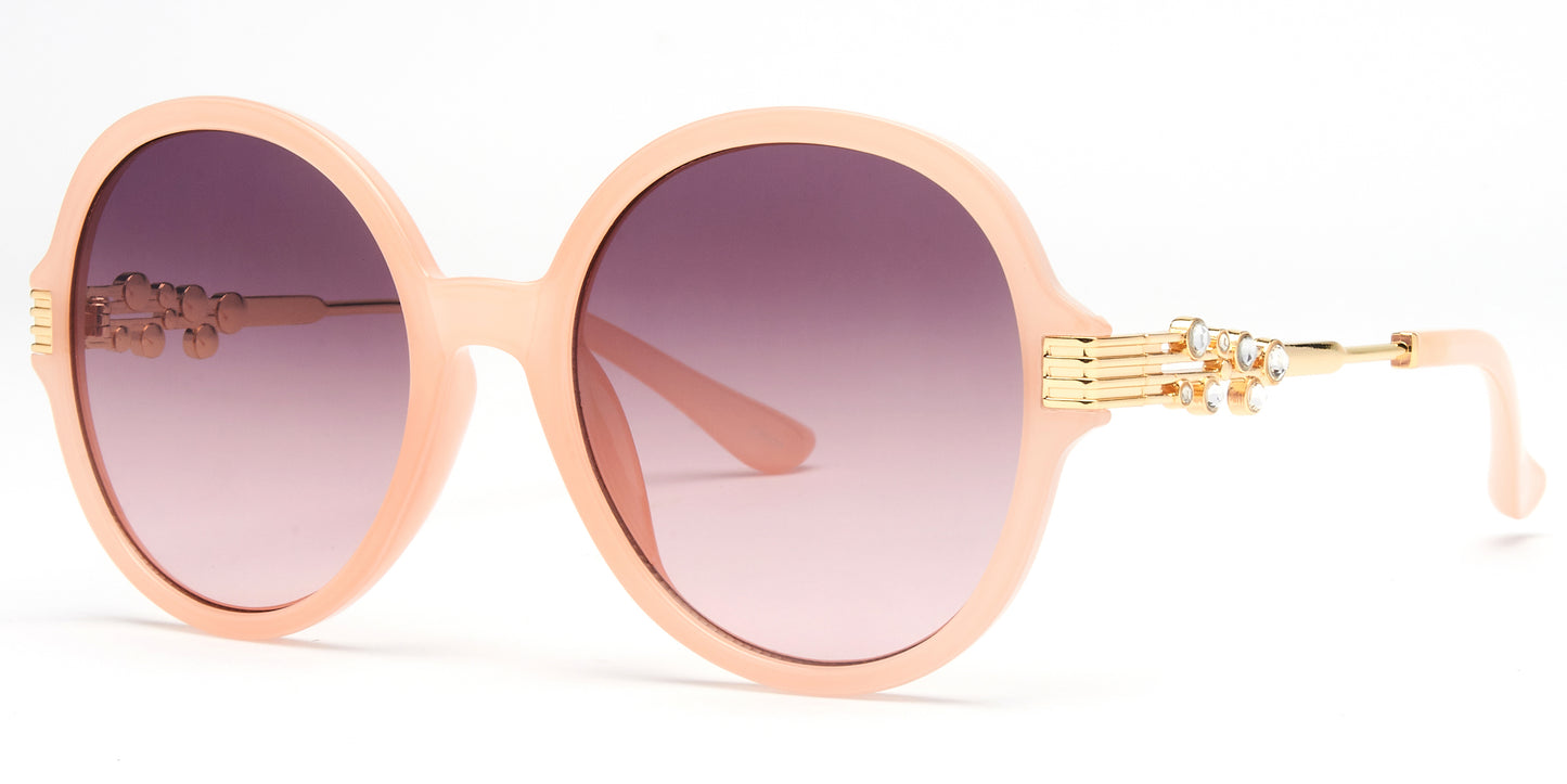 8982 - Plastic Round Sunglasses with Rhinestones