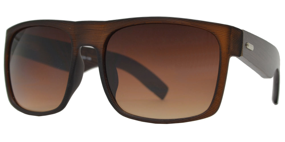 7010 Bamboo - Square Texture Frame Bamboo Temple Sunglasses