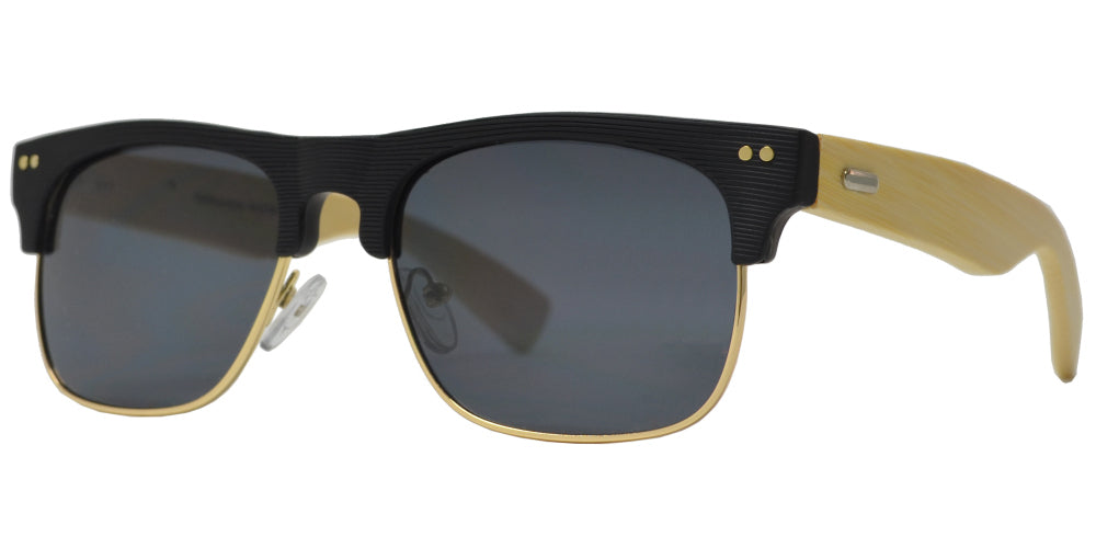 7009 Bamboo - Classic Texture Frame with Bamboo Temple Sunglasses