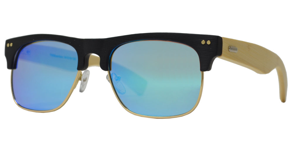 7009 Bamboo - Classic Texture Frame with Bamboo Temple Sunglasses