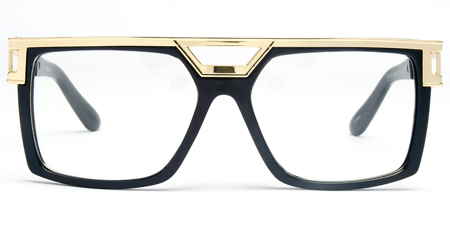 8976 Clear - Plastic Flat Top Sunglasses with Clear Lens