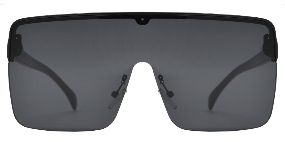 7995 - Plastic Flat Top One Piece Semi-Rimless Oversize Sunglasses
