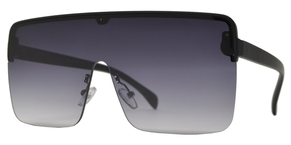 7995 - Plastic Flat Top One Piece Semi-Rimless Oversize Sunglasses