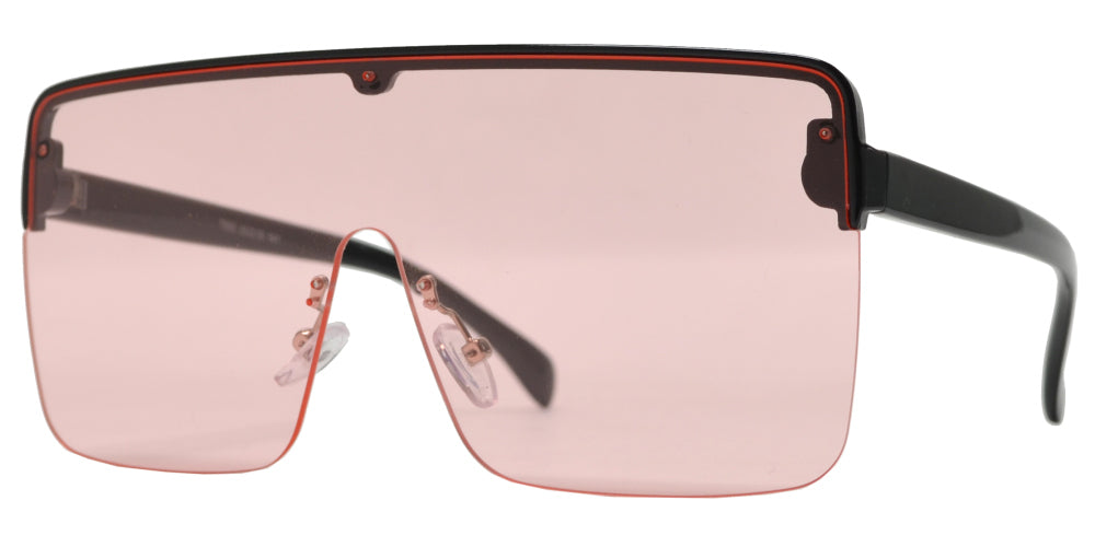 7995 - Plastic Flat Top One Piece Semi-Rimless Oversize Sunglasses