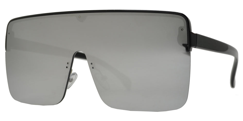 7995 - Plastic Flat Top One Piece Semi-Rimless Oversize Sunglasses