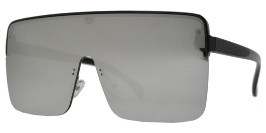 7995 - Plastic Flat Top One Piece Semi-Rimless Oversize Sunglasses