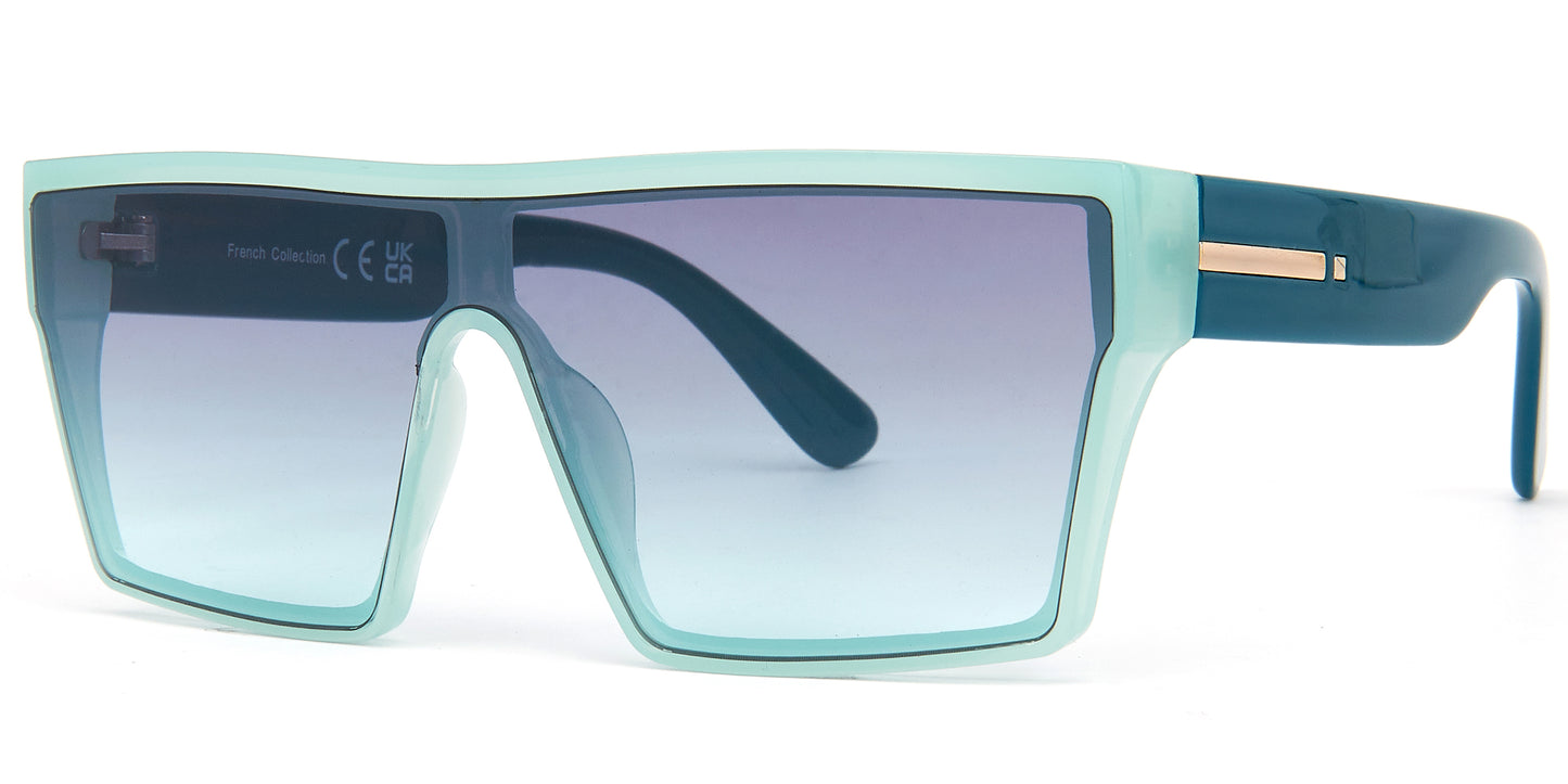 FC 5801 - Plastic Flat Top One Piece Lens Sunglasses