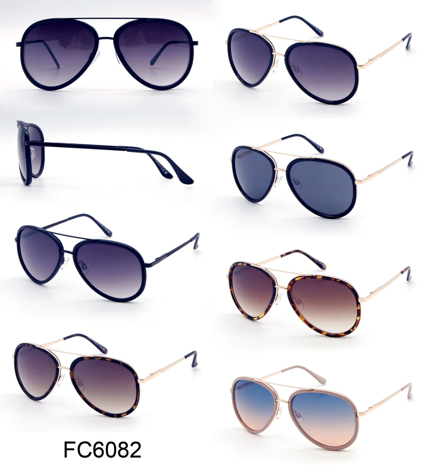FC 6082 - Modern Brow Bar Aviator Plastic Sunglasses
