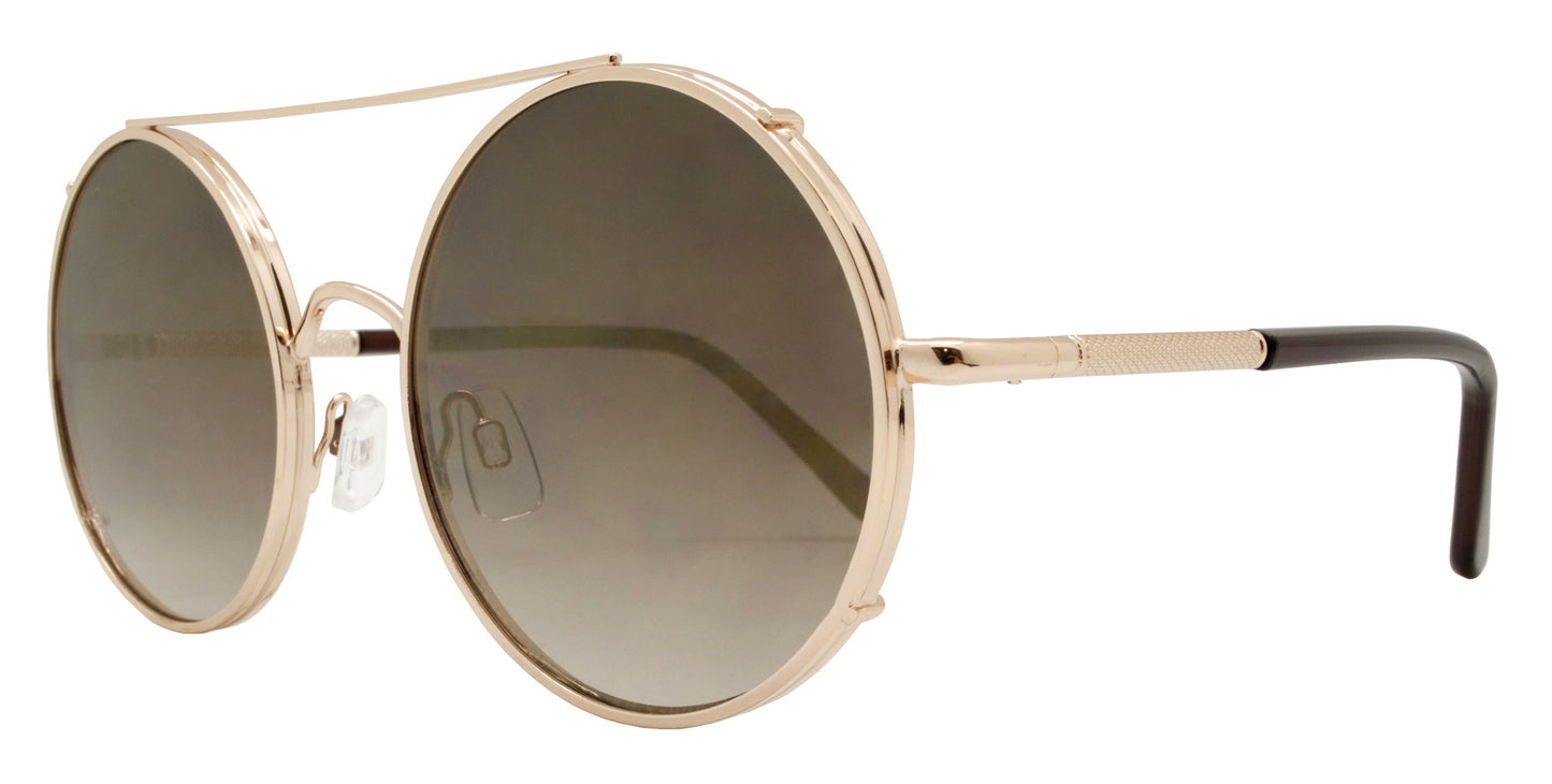Wholesale - FC 6229 RVC - Flat Lens Round Color Mirror Thick Metal Sunglasses - Dynasol Eyewear