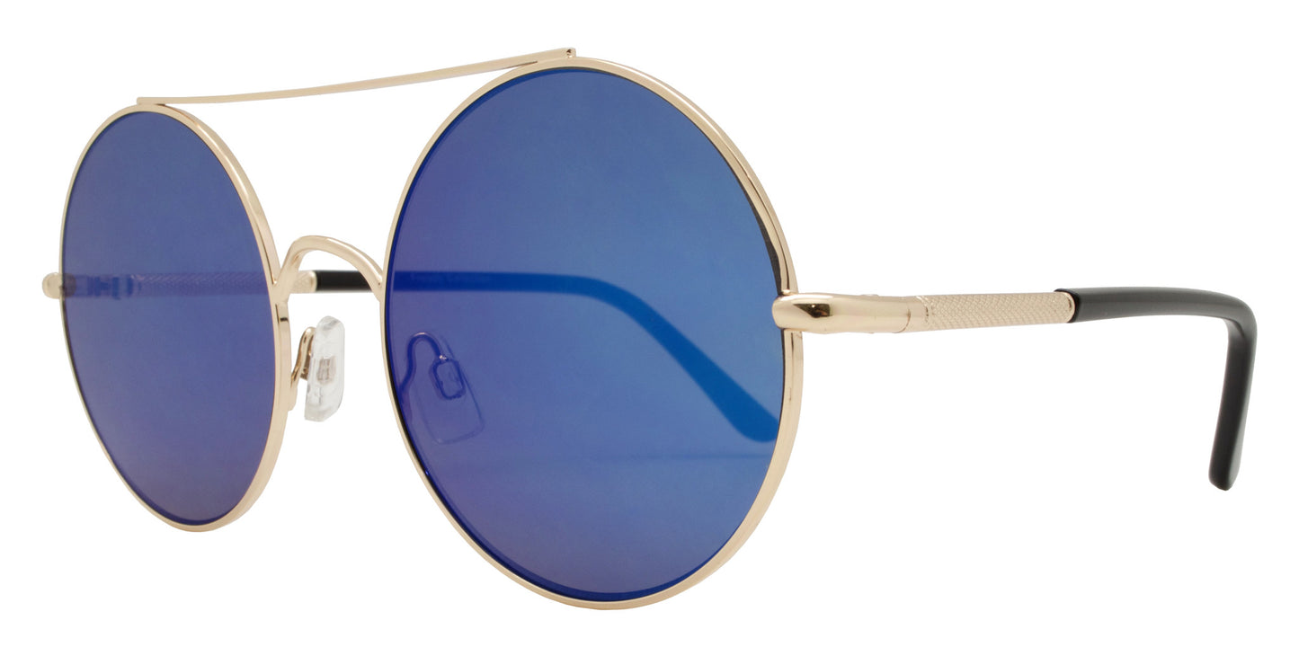 Wholesale - FC 6230 RVC- Flat Lens Round Color Mirror Metal Sunglasses - Dynasol Eyewear