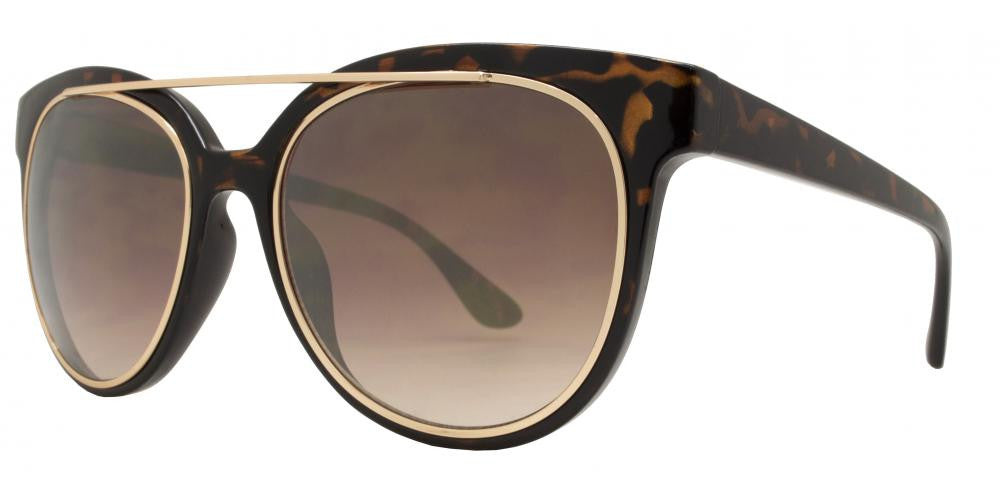 Wholesale - FC 6284 - Brow Bar Horn Rimmed Oval Plastic Sunglasses - Dynasol Eyewear