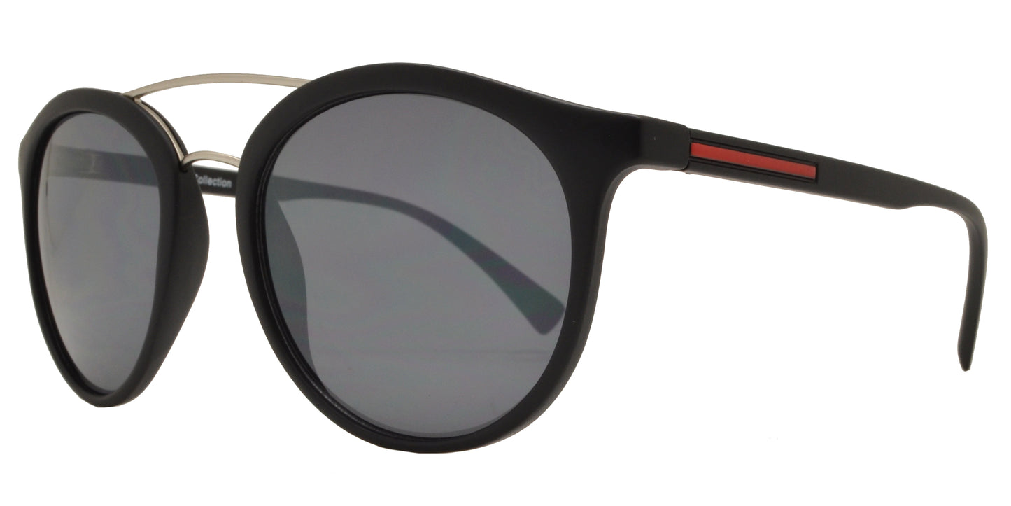 FC 6356 - Retro Round with Metal Brow Bar Plastic Sunglasses