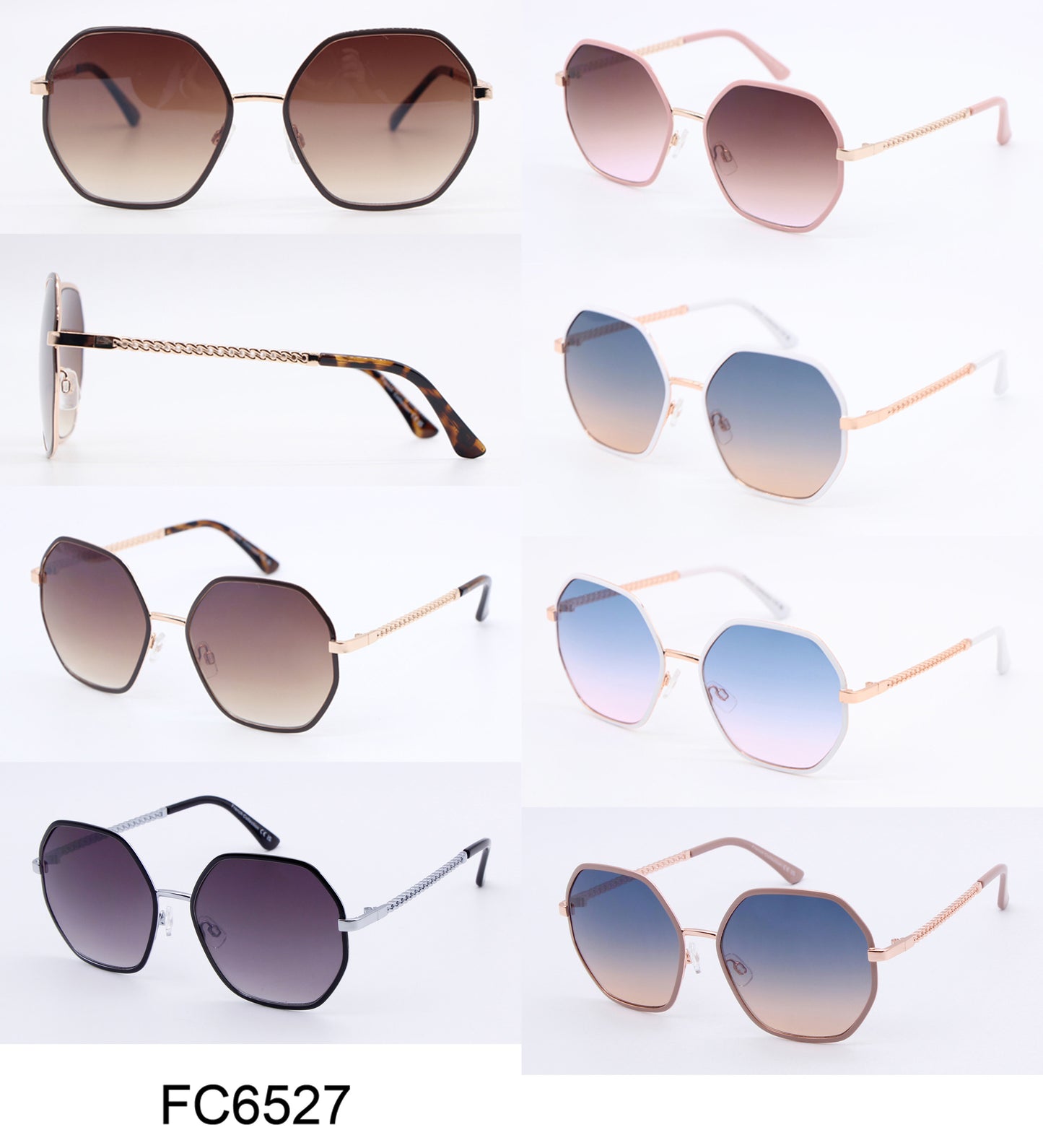 FC 6527 - Fashion Metal Hexagonal Sunglasses