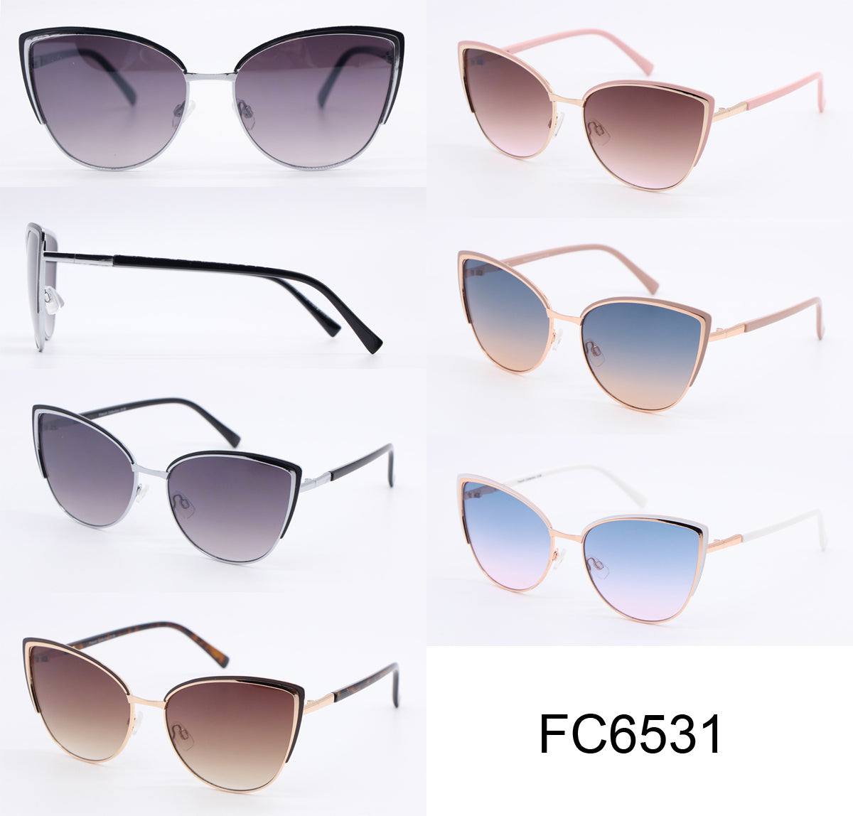 FC 6531 - Round Metal Cat Eye Sunglasses