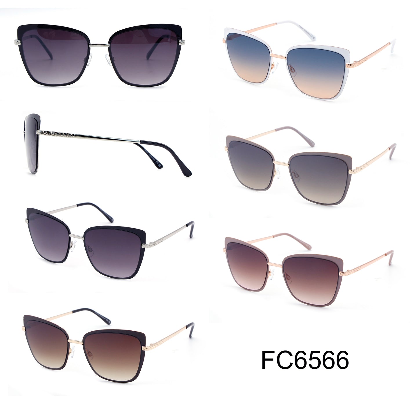 FC 6566 - Fashion Metal Cat Eye Sunglasses