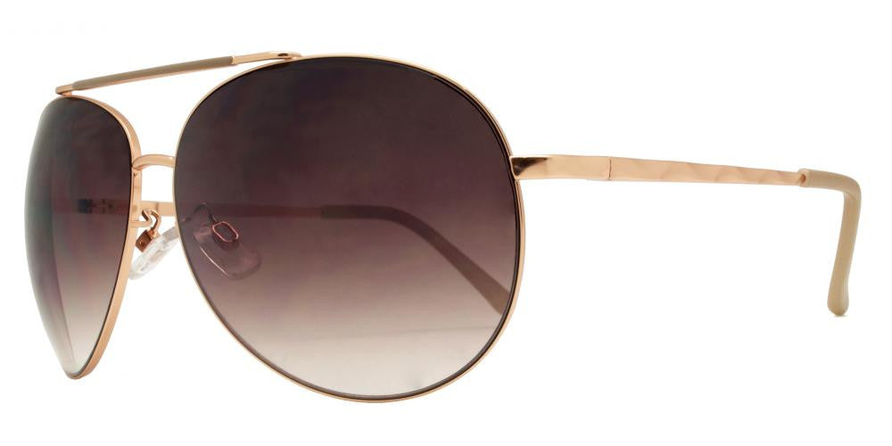 Wholesale - FC 6009 - Oval Shaped Metal Sunglasses with Brow Bar - Dynasol Eyewear