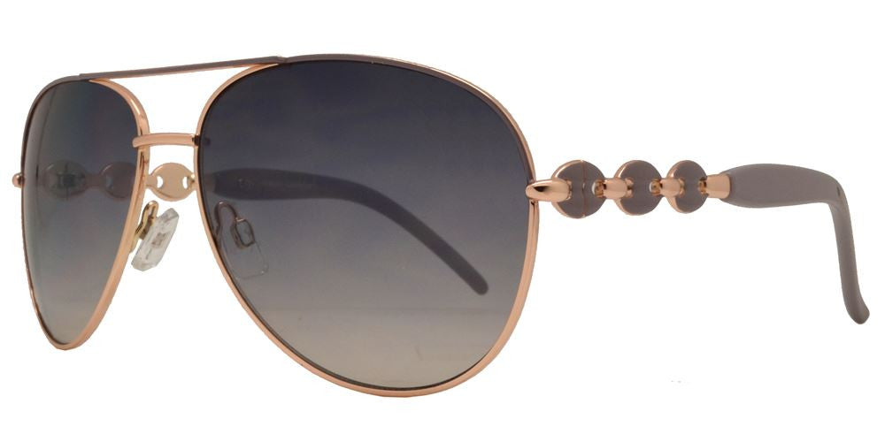Wholesale - FC 6056 - Metal Oval Shaped Sunglasses with Design on Temple - Dynasol Eyewear