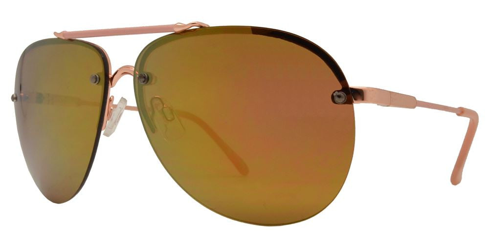 Wholesale - FC 6113 RVC - Color Mirror Rimless Aviator Metal Sunglasses - Dynasol Eyewear